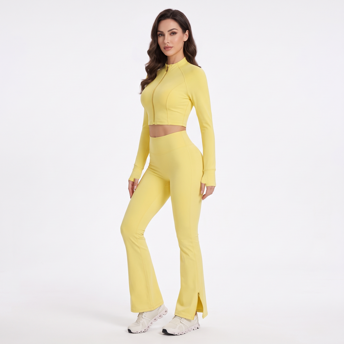 Uncia Active Women’s 2‑Piece Activewear Set | Zip‑Up Cropped Jacket & Flare Leggings