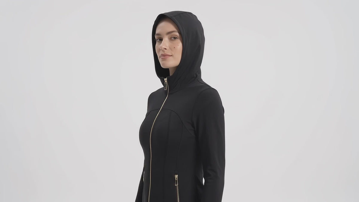 Uncia Active Women's Hooded Gold Zip Jacket | Slim Fit Workout Coat