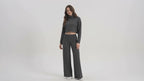 Uncia Active Fleece Lined 2 Piece Outfit | Turtleneck Crop Top & Fleece Lined Leggings