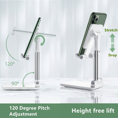 2 Pack Cell Phone Stand Holder, Foldable & Portable Adjustable Height Desktop Stand White