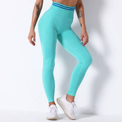 New Striped Seamless Leggings Push Up Sport Pant High Waist Stretchy