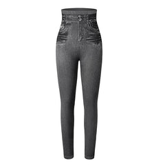 Push Up Seamless High Waist Denim Print Leggings Autumn and Winter Elastic Denim Pants Skinny