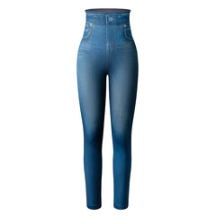 Push Up Seamless High Waist Denim Print Leggings Autumn and Winter Elastic Denim Pants Skinny